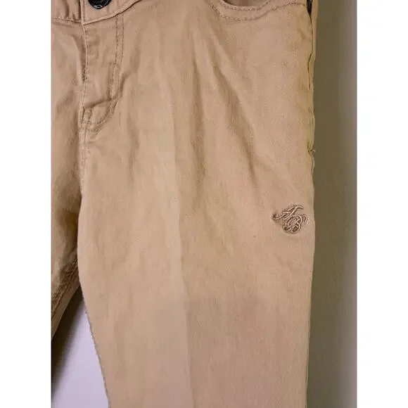 Y2K Apple Bottoms Tan Skinny Jeans Womens 9/10 Embroidered Logo Pocket Hip Hop - Picture 3 of 8